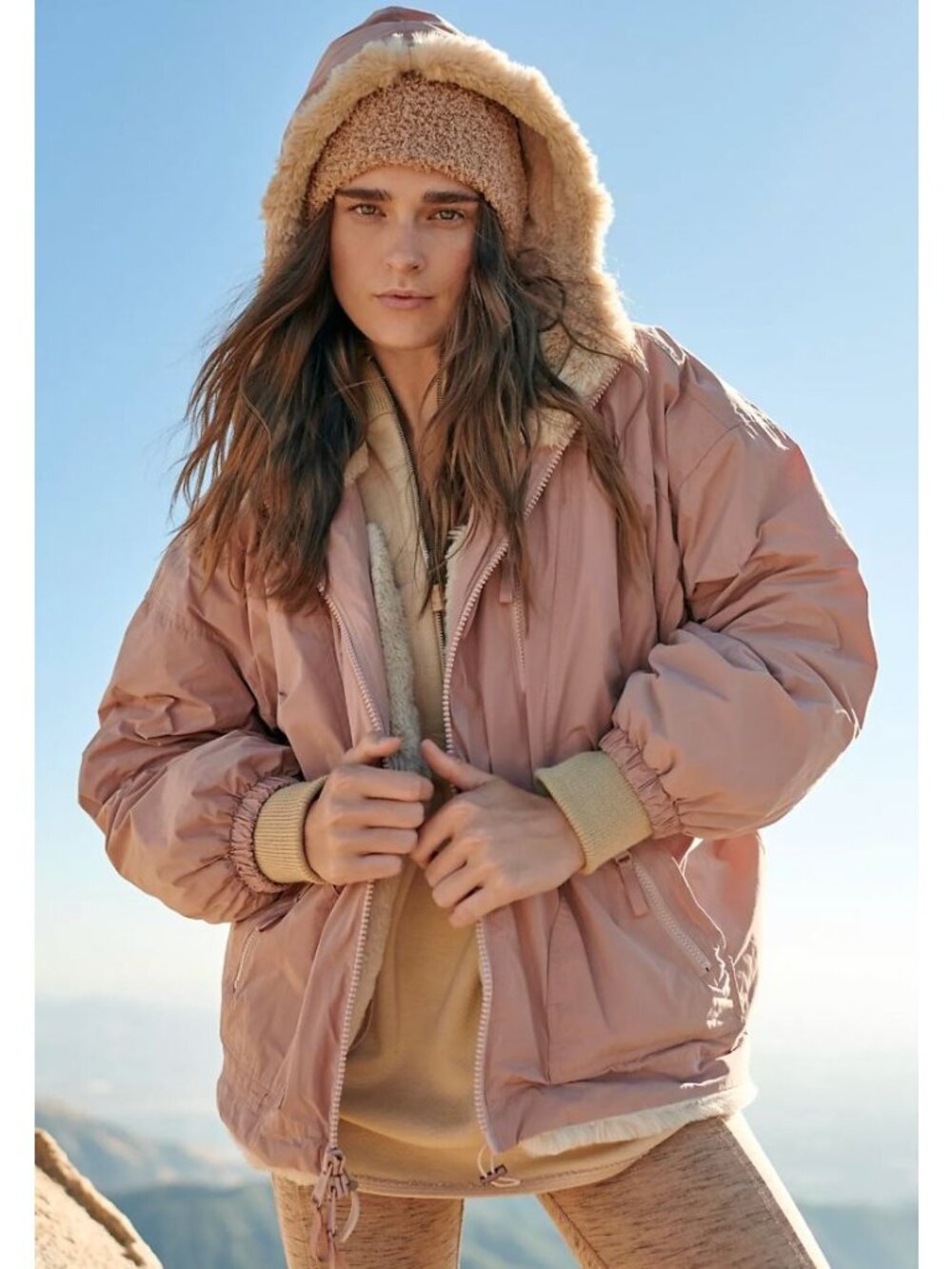 NEW Free People Break The Ice Parka Jacket Faux Fur Lined Pink Size S $257 [jb]